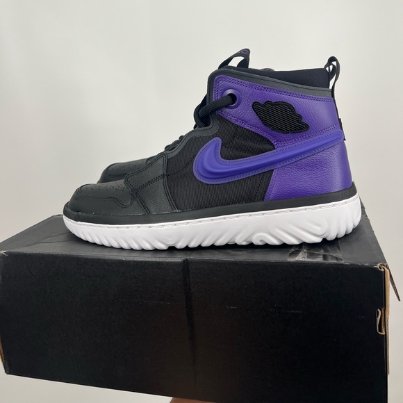 Nike Air Jordan 1 High React Black Court purple retro Size 11.5 - Picture 3 of 5